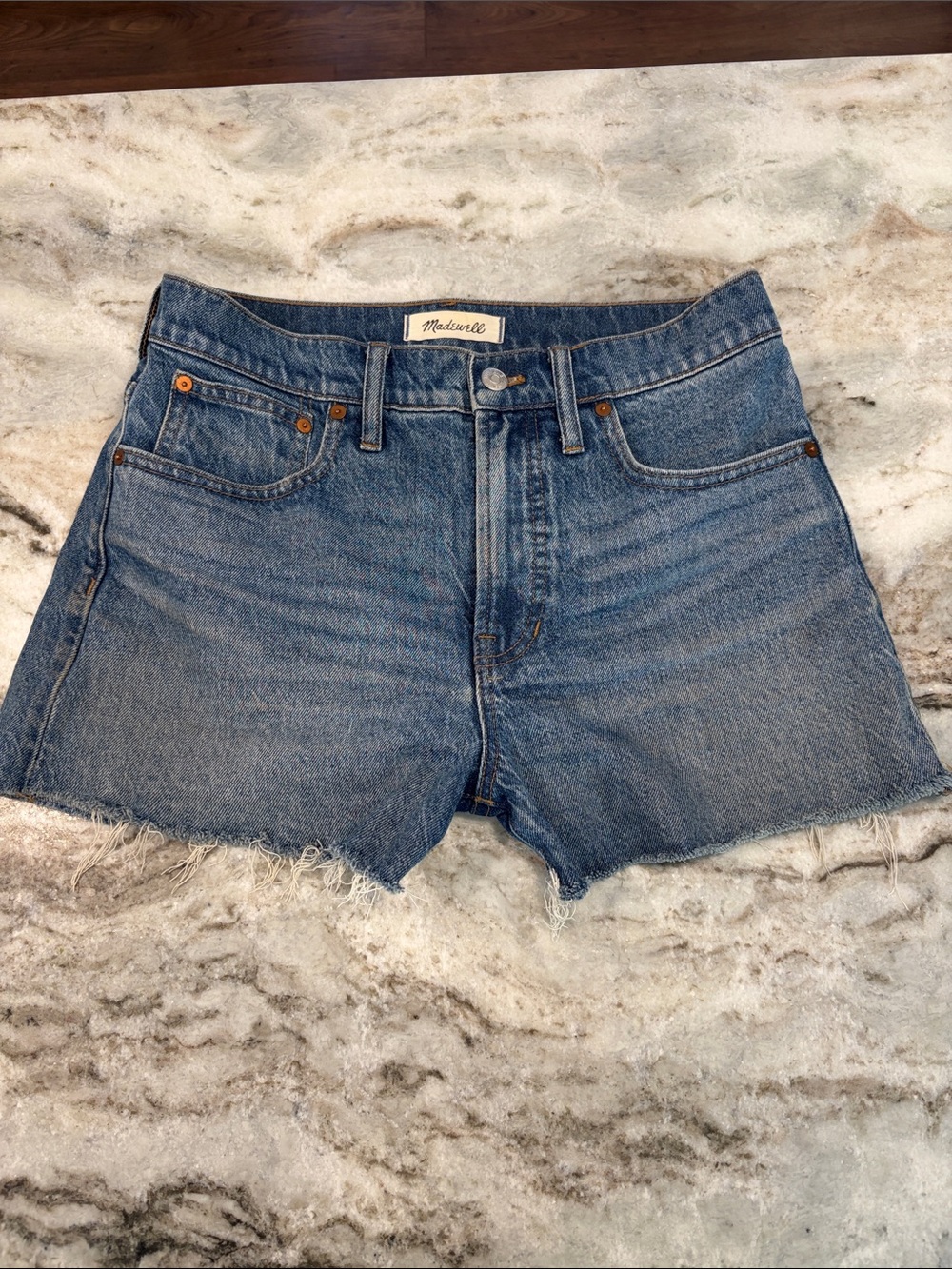 Madewell Frayed High-Rise Denim Cutoff Shorts - Blue